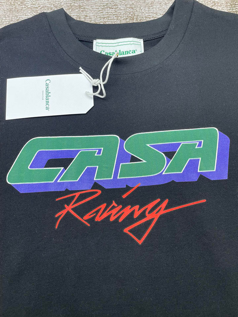 CASABLANCA Casa Racing 3D Printed Oversized T-Shirt Black