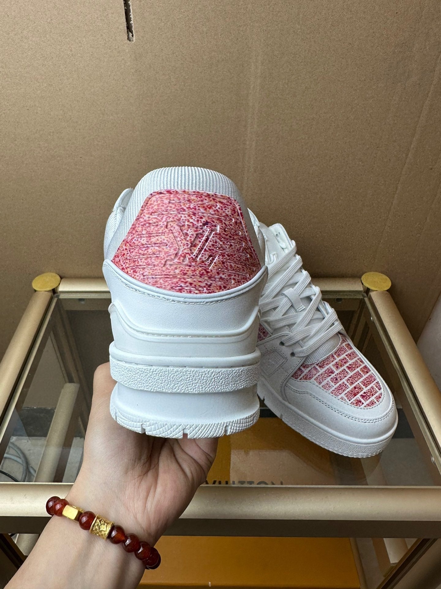 Louis Vuitton LV Trainer Lady Pink White Red