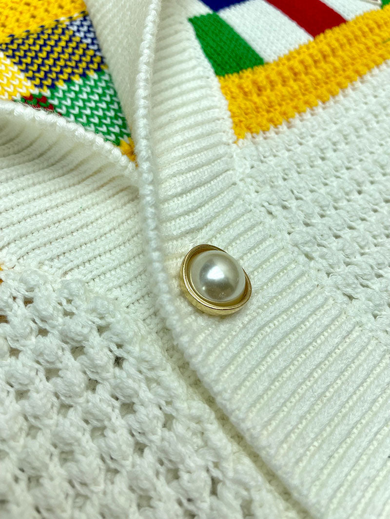 CASABLANCA Faux Crochet Shirt White/Yellow