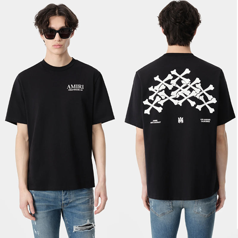 AMIRI Bones Stacked Cotton T-shirt Black