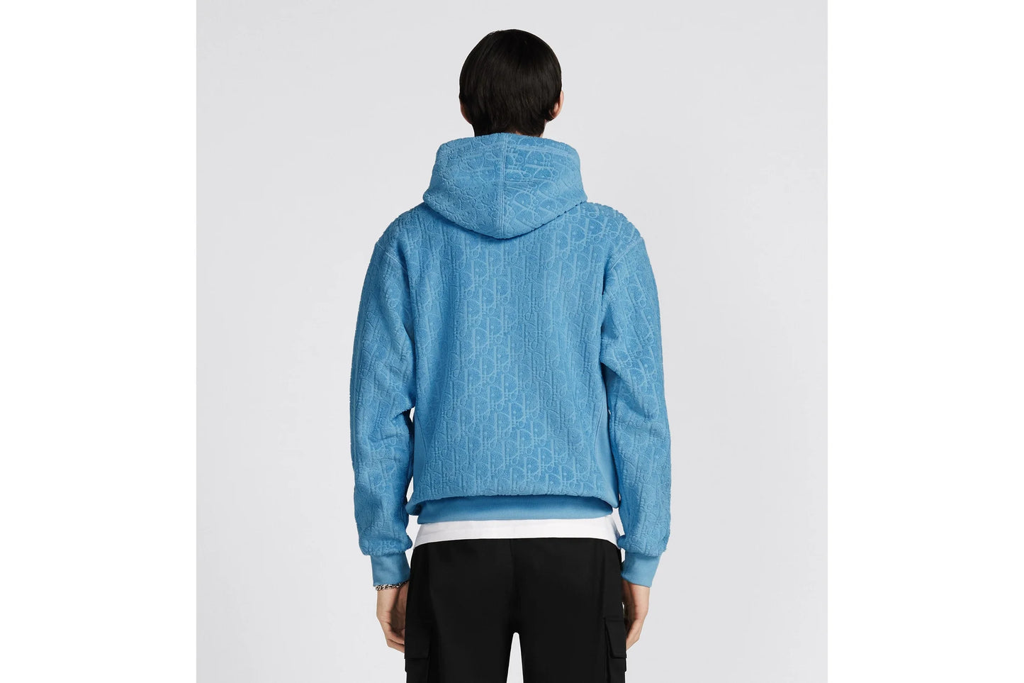Dior Oblique Hooded Sweatshirt Relaxed Fit Blue Terry