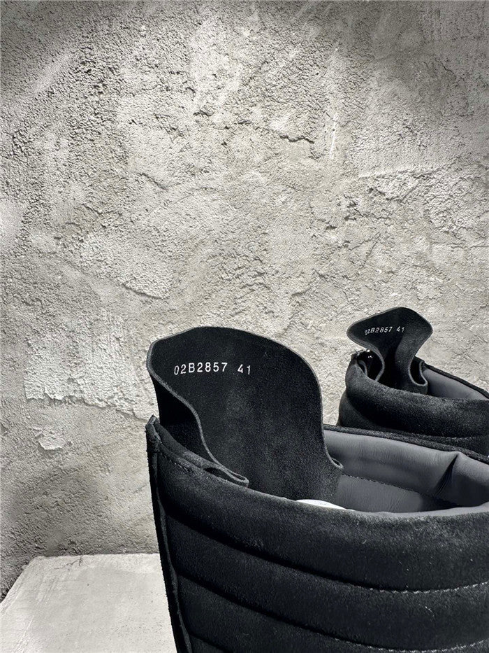 Rick Owens Black Moto Cyclops Suede Boots