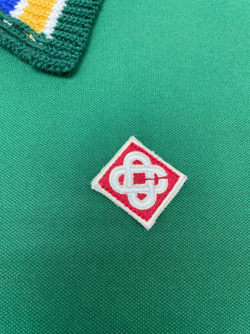 CASABLANCA Stripe Knit Collar Polo Shirt Green