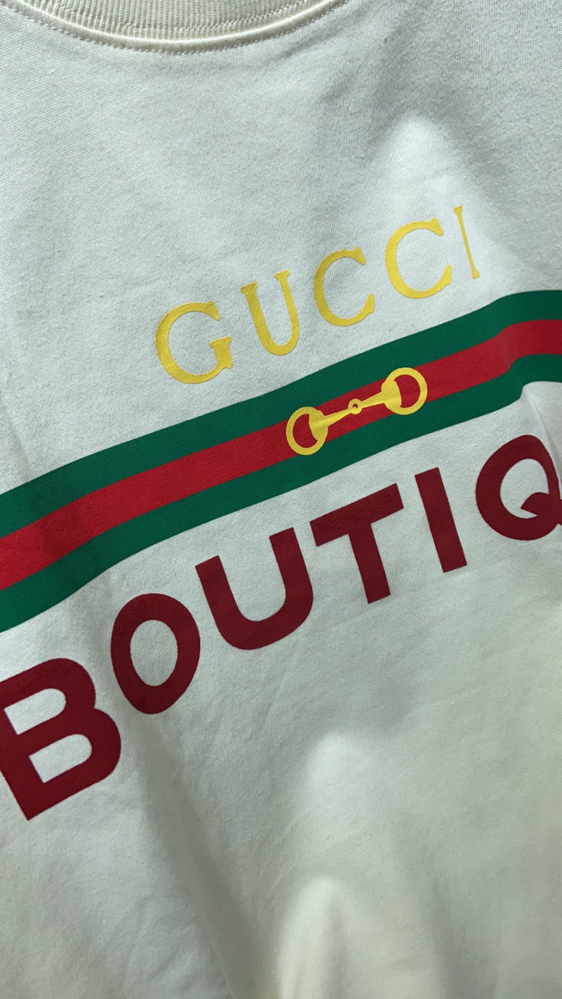 GUCCI Boutique Print Cotton T-shirt White