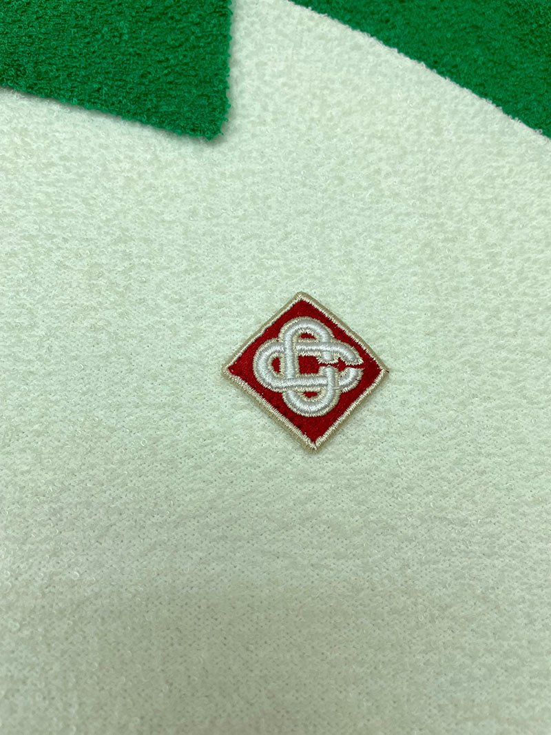 CASABLANCA Colour Blocking Boucle Polo Shirt White/Green