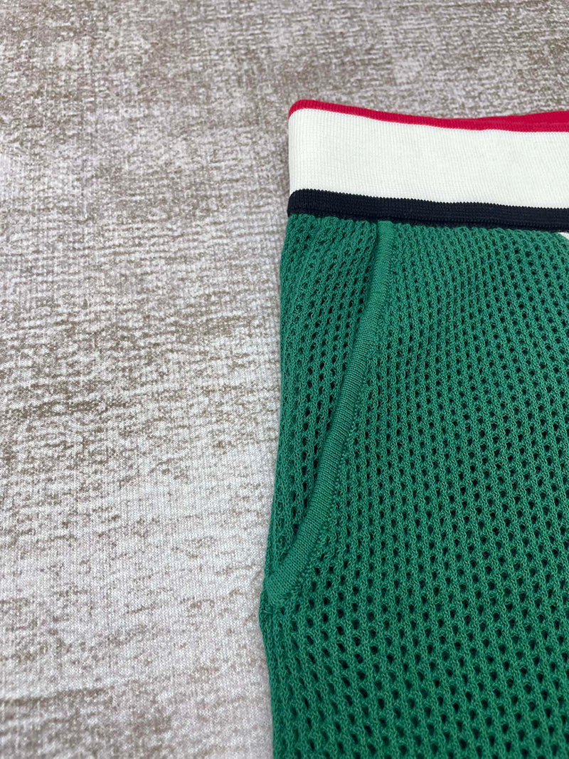 CASABLANCA Striped Mesh Shorts 'Green/White Stripe'