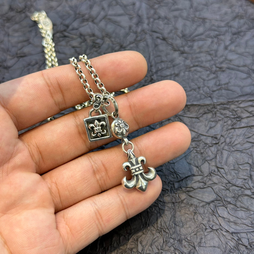 Chrome Hearts - Fleur de Lis And Square Pendant Necklace