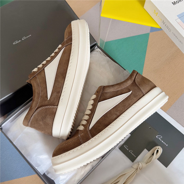 Rick Owens Vintage Sneaks Velour Suede Dust Grey Milk White
