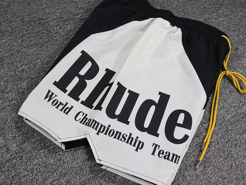 Rhude Panel Logo Shorts Black/White/Multi