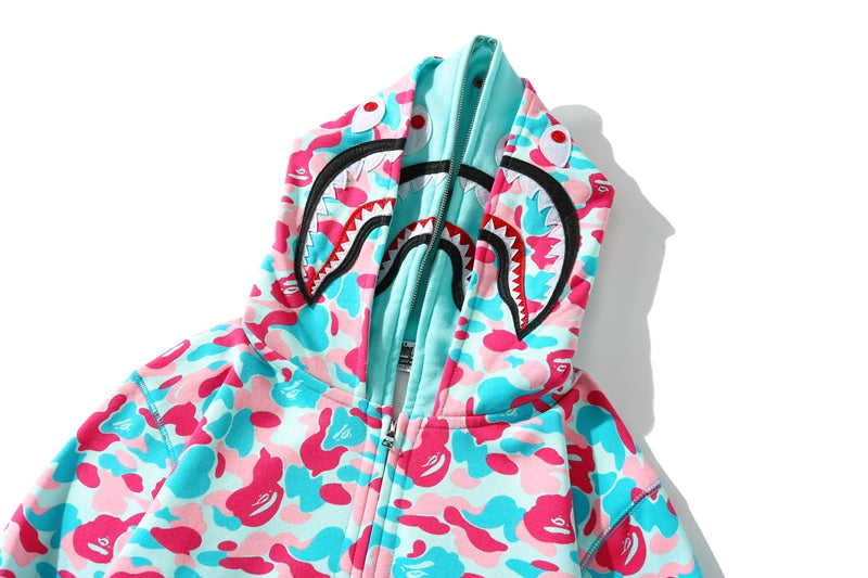 BAPE Store Miami Shark Full Zip Hoodie Pink/Blue