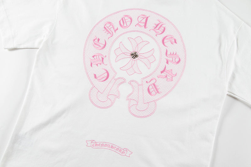 Chrome Hearts - Horseshoe Pink Cross Fleur Pin T-shirt White