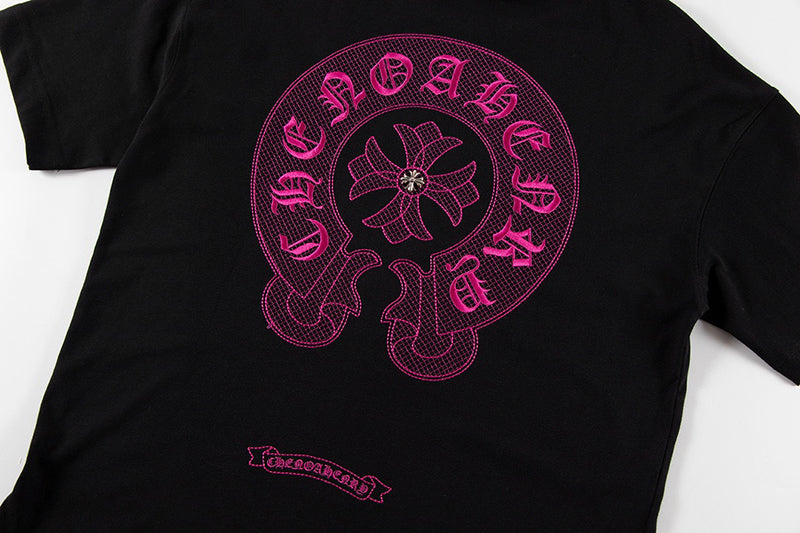 Chrome Hearts - Horseshoe Pink Cross Fleur Pin T-shirt Black