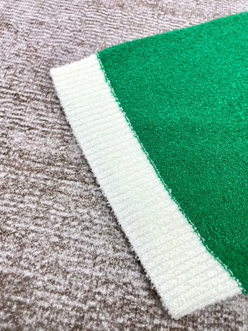 CASABLANCA Colour Blocking Boucle Polo Shirt White/Green