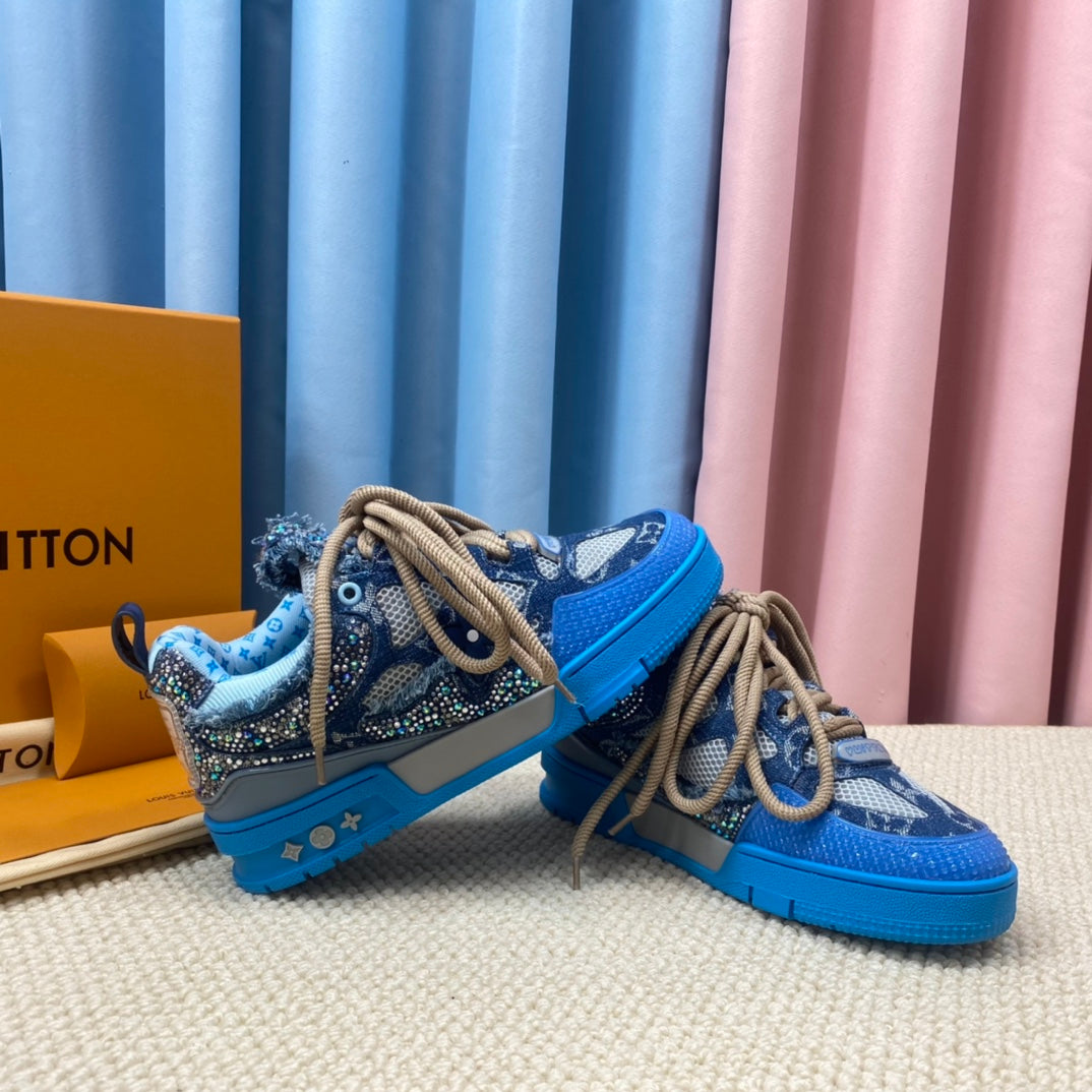 Louis Vuitton Skate Trainer Blue Swarovski Monogram
