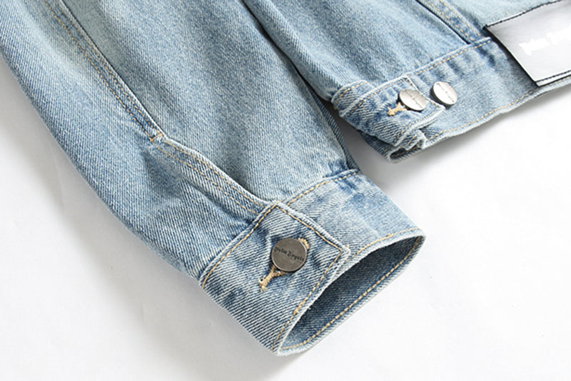 Palm Angels Logo Over Denim Jacket 'Blue/White'