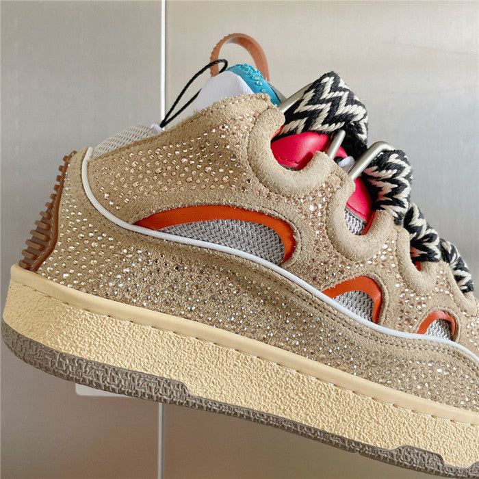 Lanvin Curb Sneaker Crystal Suede Beige