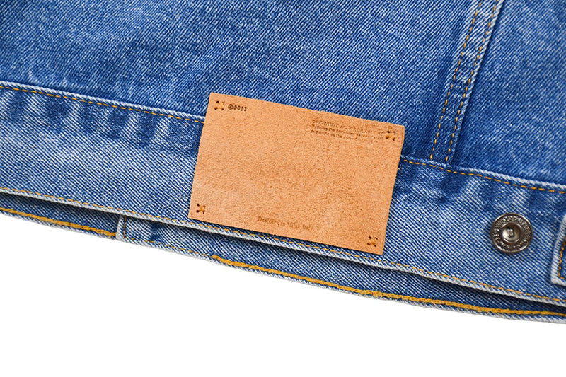 Off-White c/o Virgil Abloh Men's Blue Logo Printed Denim Jacket