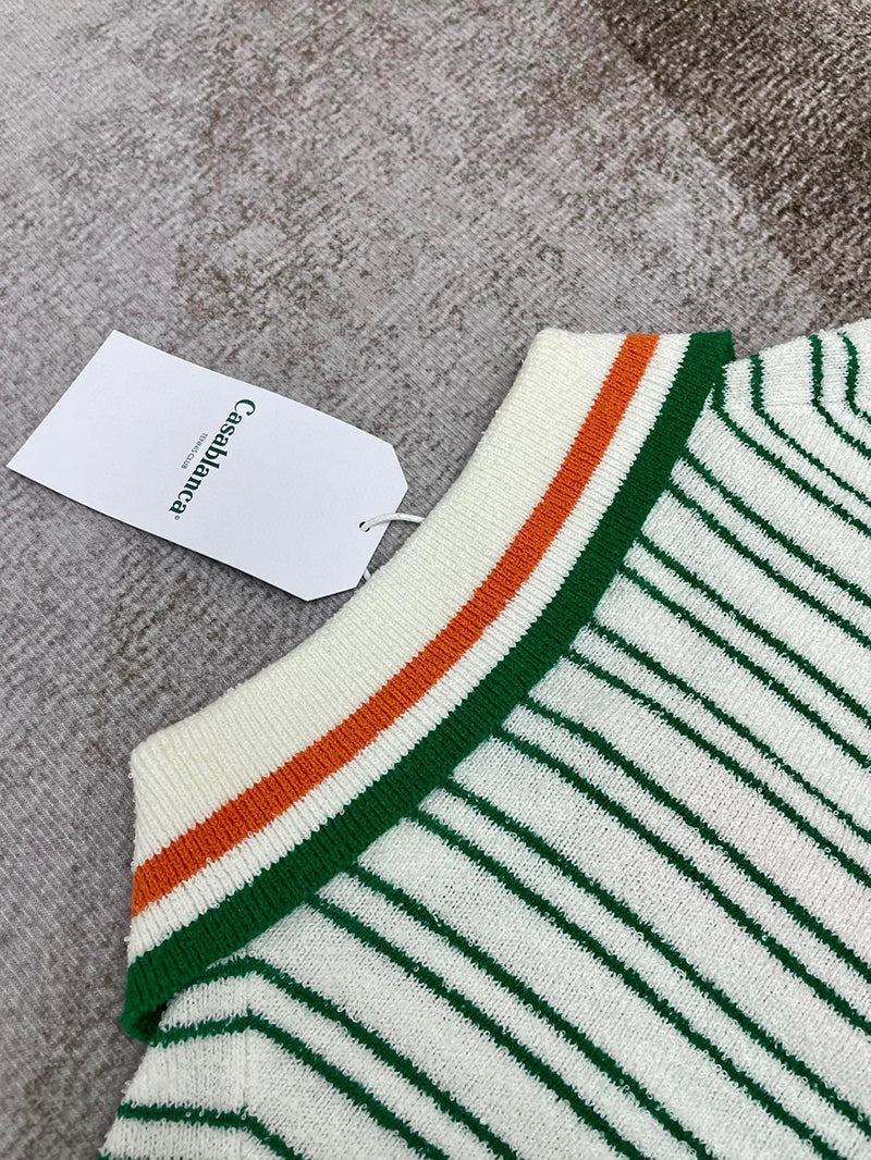CASABLANCA Striped Boucle Polo