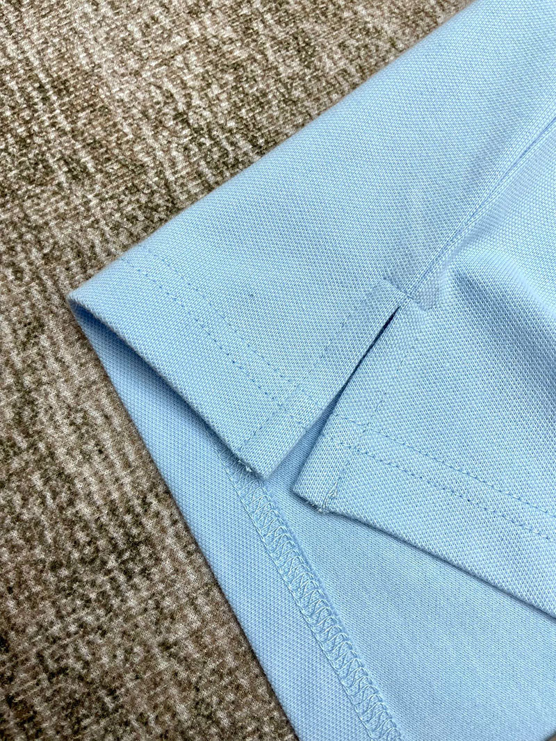 CASABLANCA Stripe Knit Collar Polo Shirt Blue
