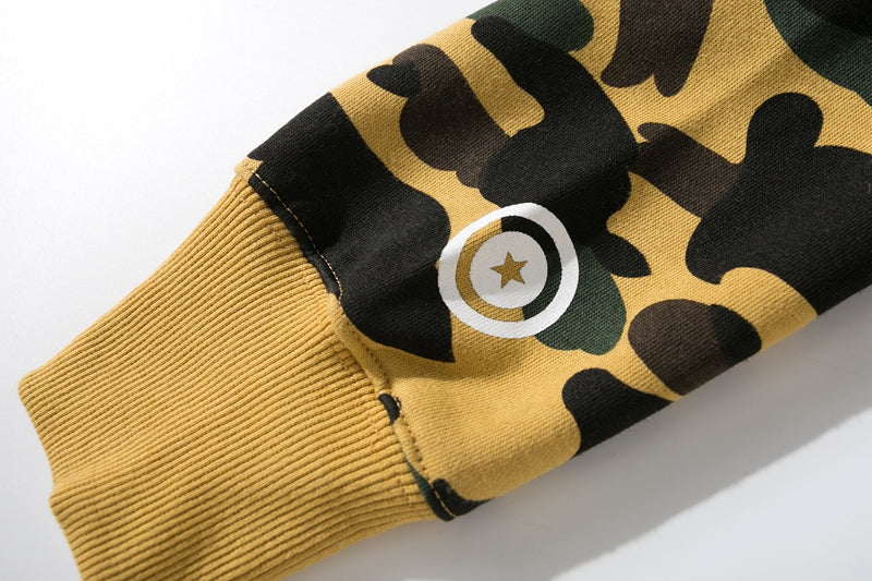 BAPE 1st Camo Shark Full Zip Double Hoodie Yellow