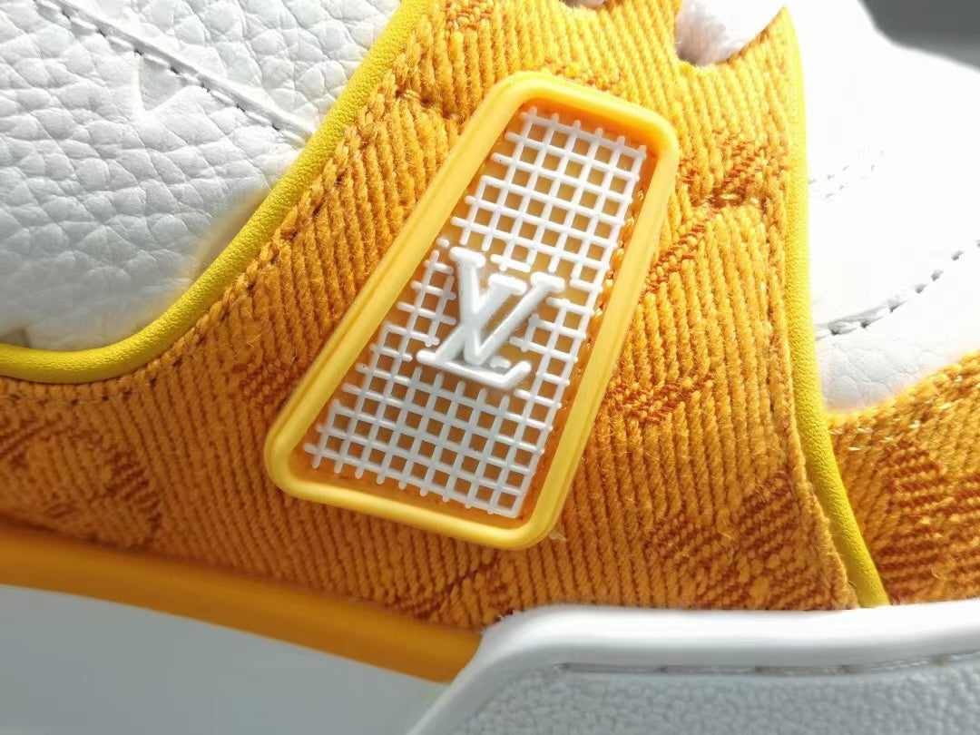 Louis Vuitton Trainer Yellow Monogram Denim White