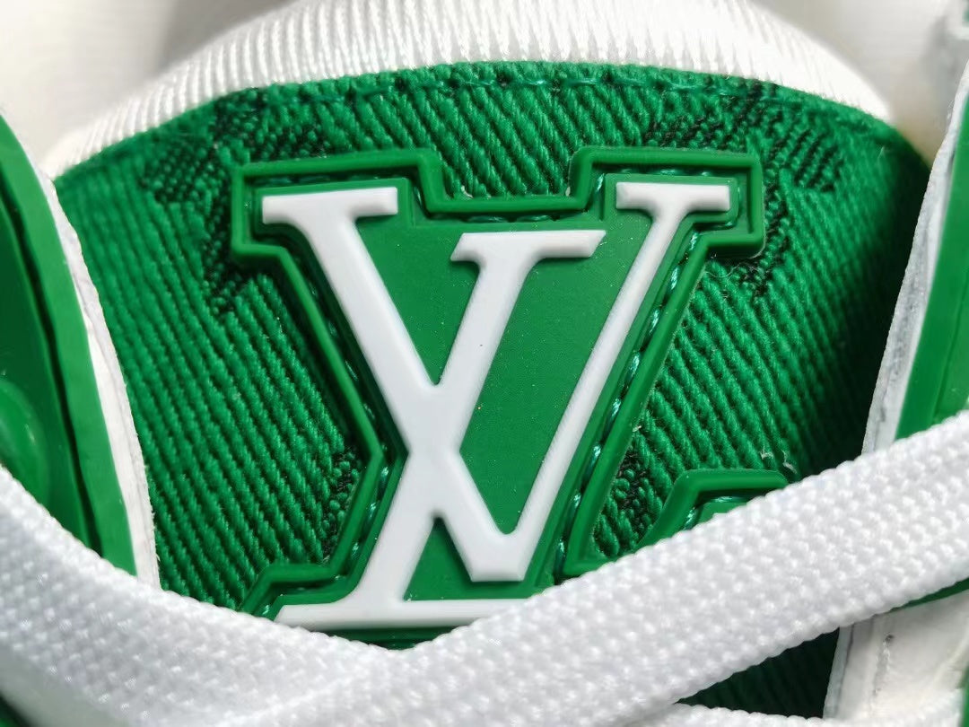 Louis Vuitton Trainer Green Monogram Denim White