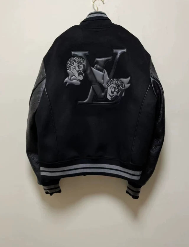 MONOGRAM EMBOSSED BLACK LEATHER AND WOOL BLOUSON | LOUIS VUITTON