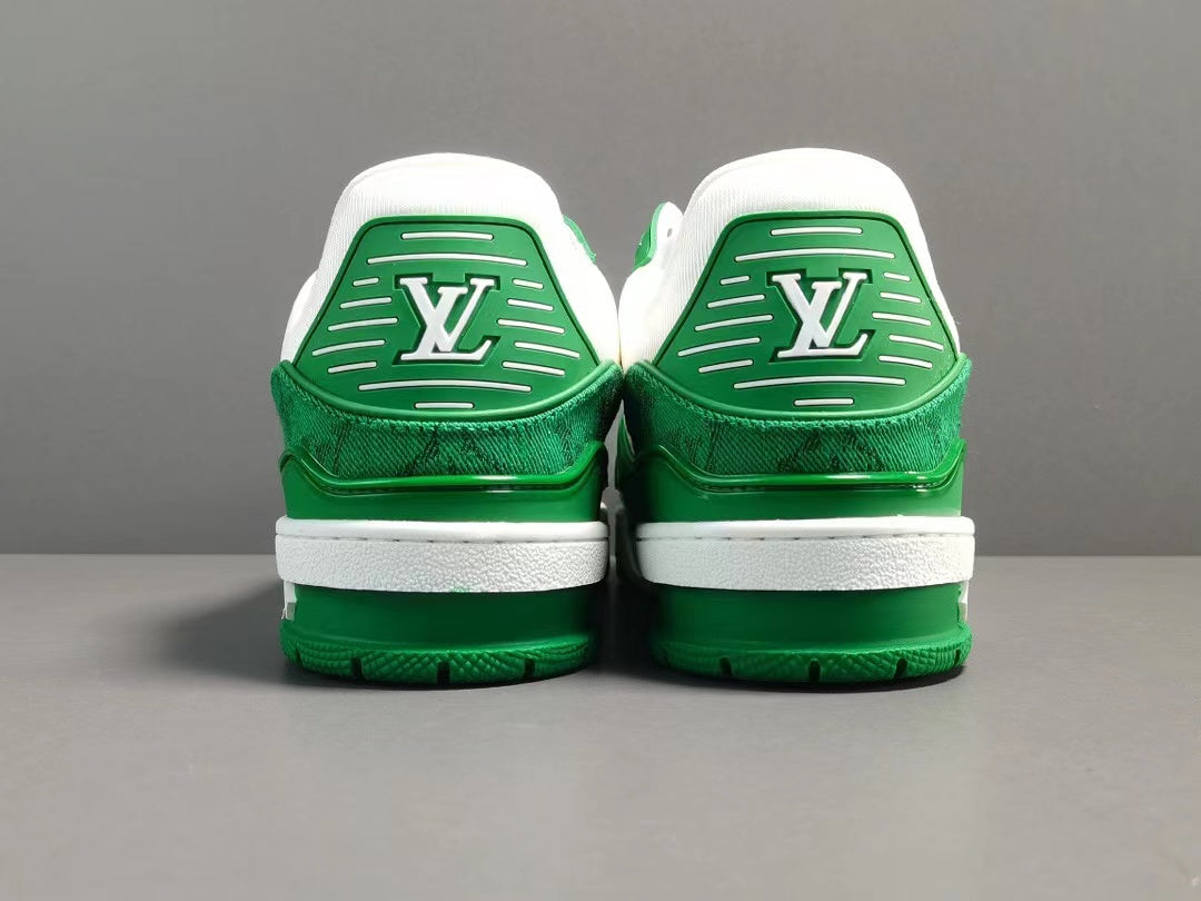 Louis Vuitton Trainer Green Monogram Denim White