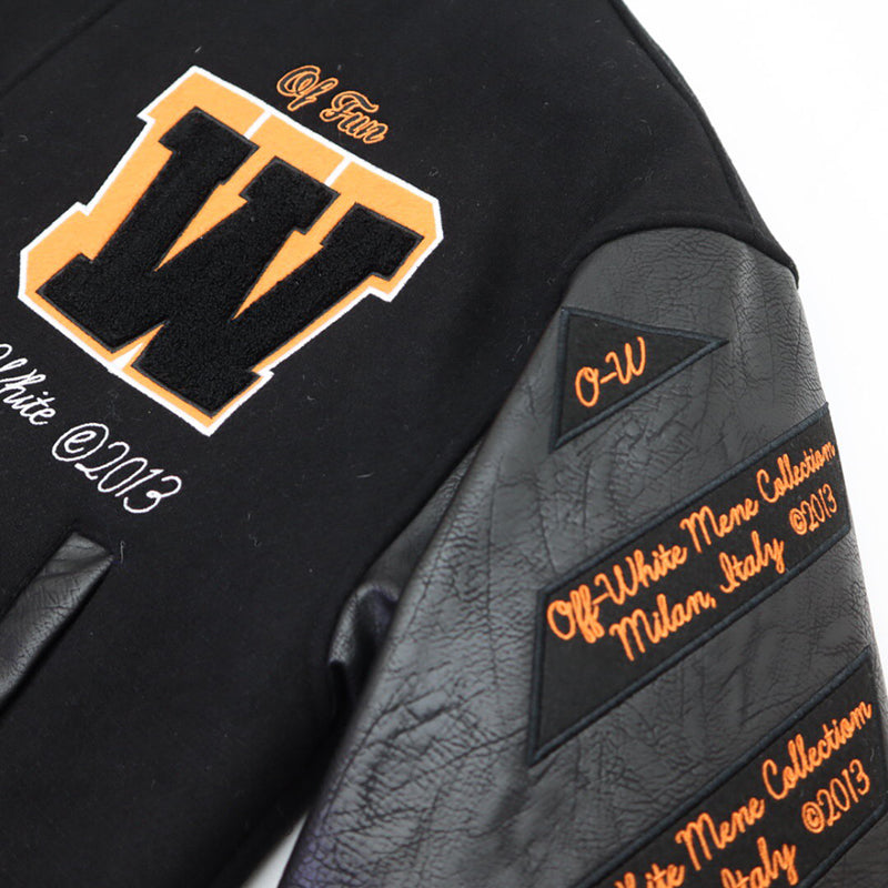 OFF - WHITE Black wool and leather varsity jacket