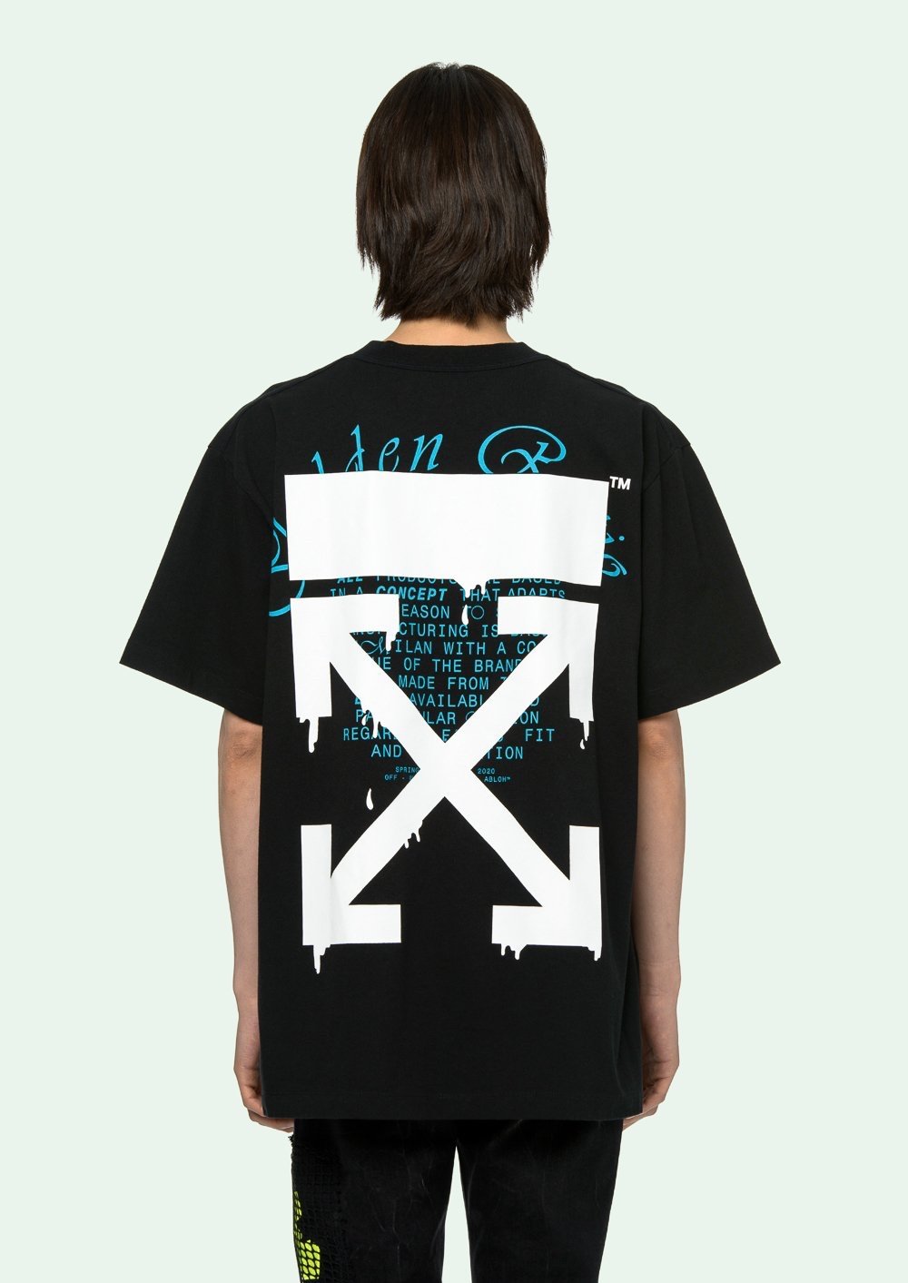 OFF WHITE 20SS Golden Ratio Arrow Graffiti T shirt Black