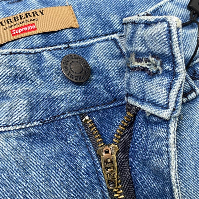 Supreme Burberry Denim Short Washed Blue