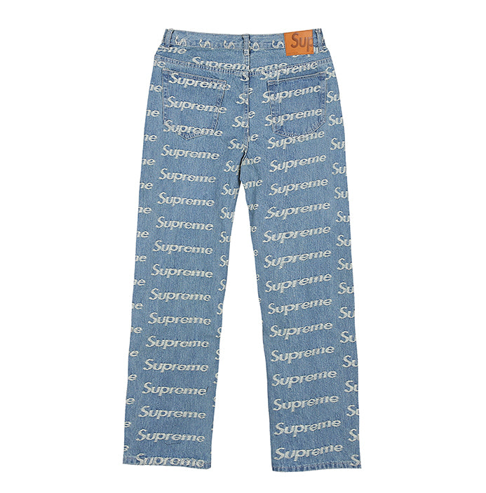 Supreme Frayed Logos Denim Trucker Pants BLACK