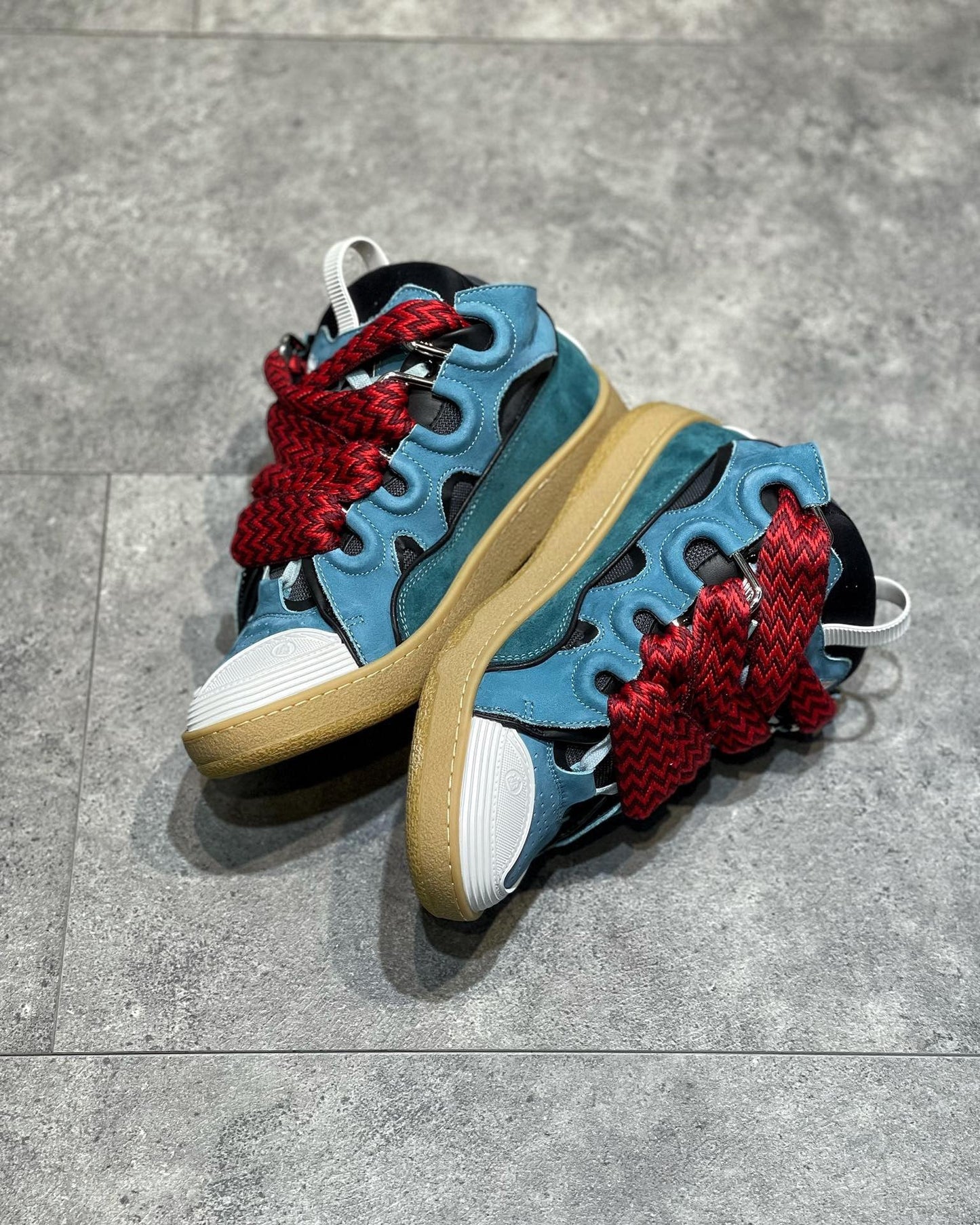 Lanvin Leather Curb Blue Grey