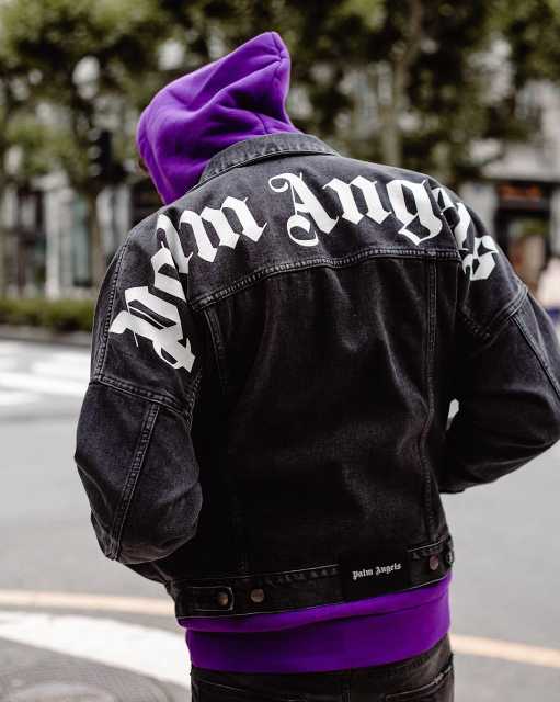 Palm Angels Washed Denim Trucker Jacket 'Grey'