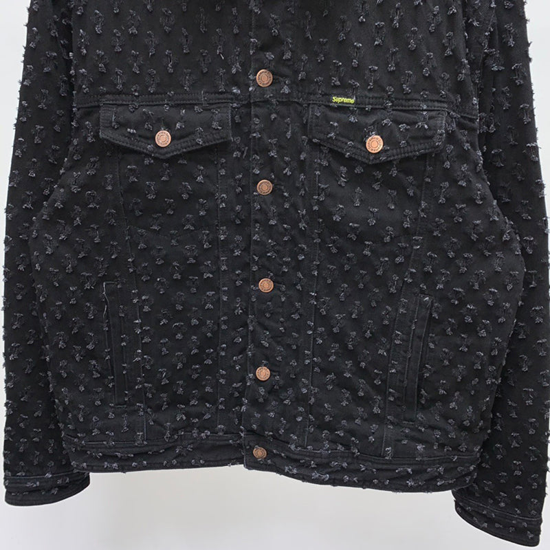 Supreme Hole Punch Denim Trucker Jacket BLACK