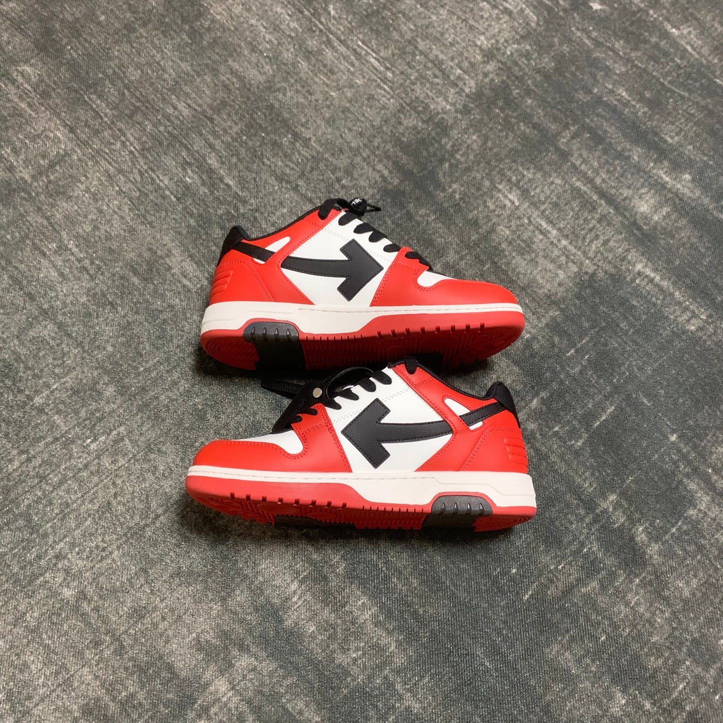 Off-White Out of Office Low 'Red White Black' Leather Zip Tie