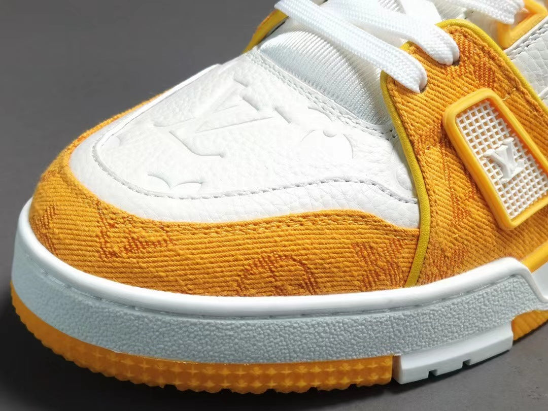 Louis Vuitton Trainer Yellow Monogram Denim White