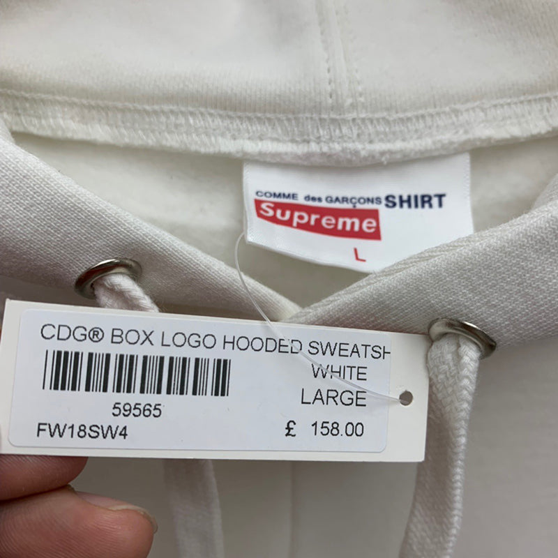 Supreme Comme des Garcons SHIRT Split Box Logo Hooded Sweatshirt White