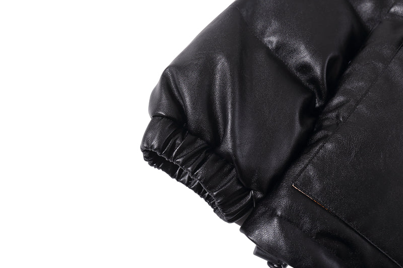 BAPE Puff Leather Jacket Black