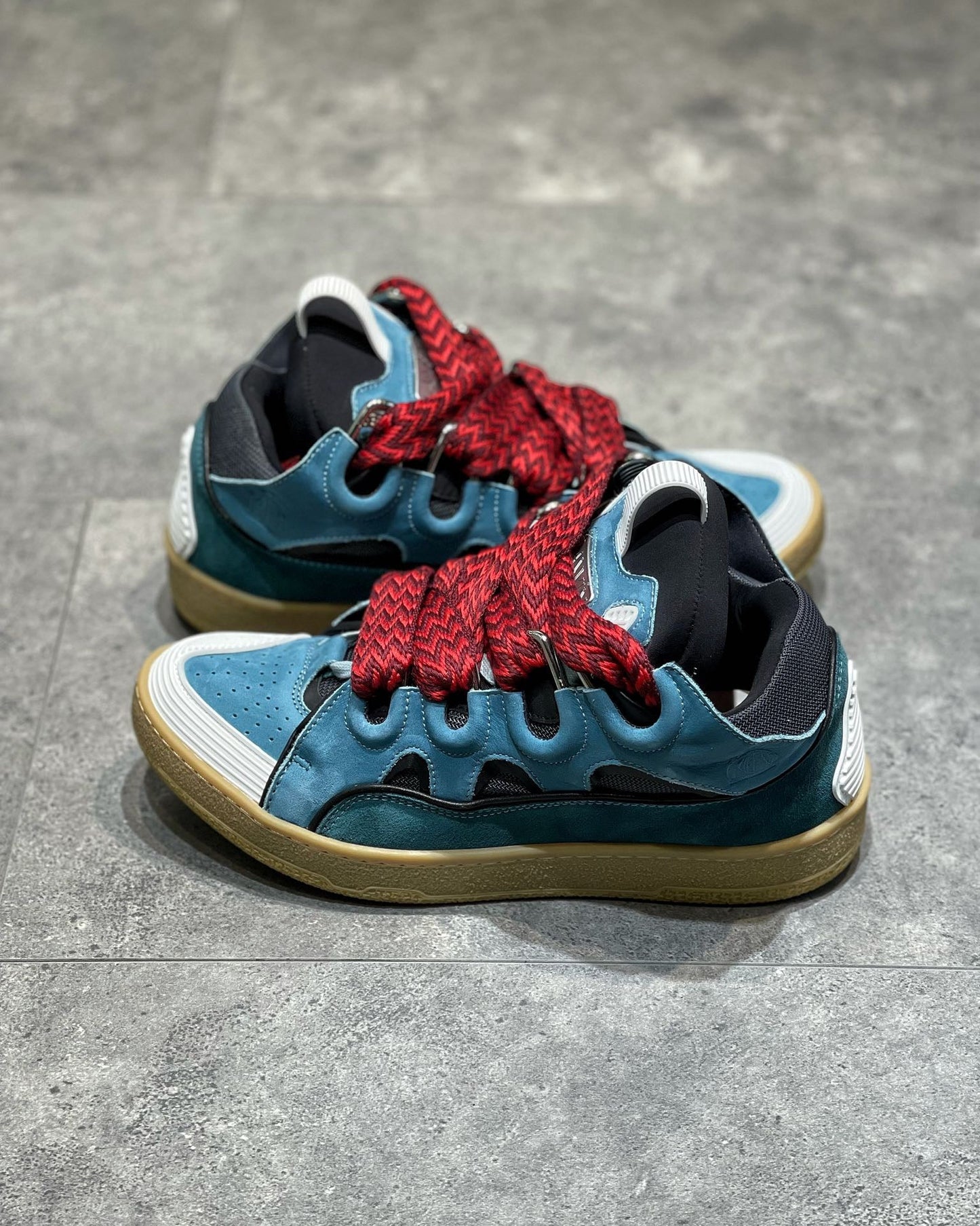Lanvin Leather Curb Blue Grey