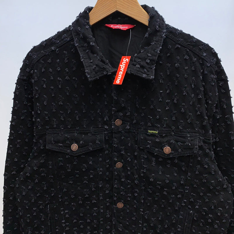 Supreme Hole Punch Denim Trucker Jacket BLACK
