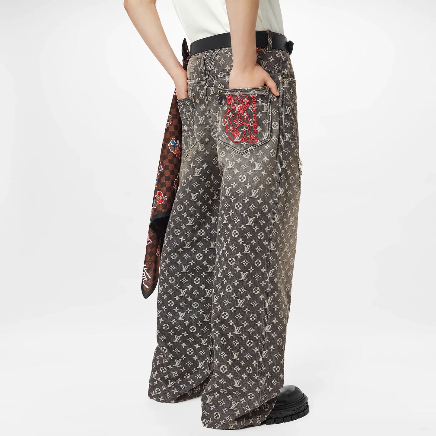 LOUIS VUITTON BAGGY DENIM MONOGRAM PANTS