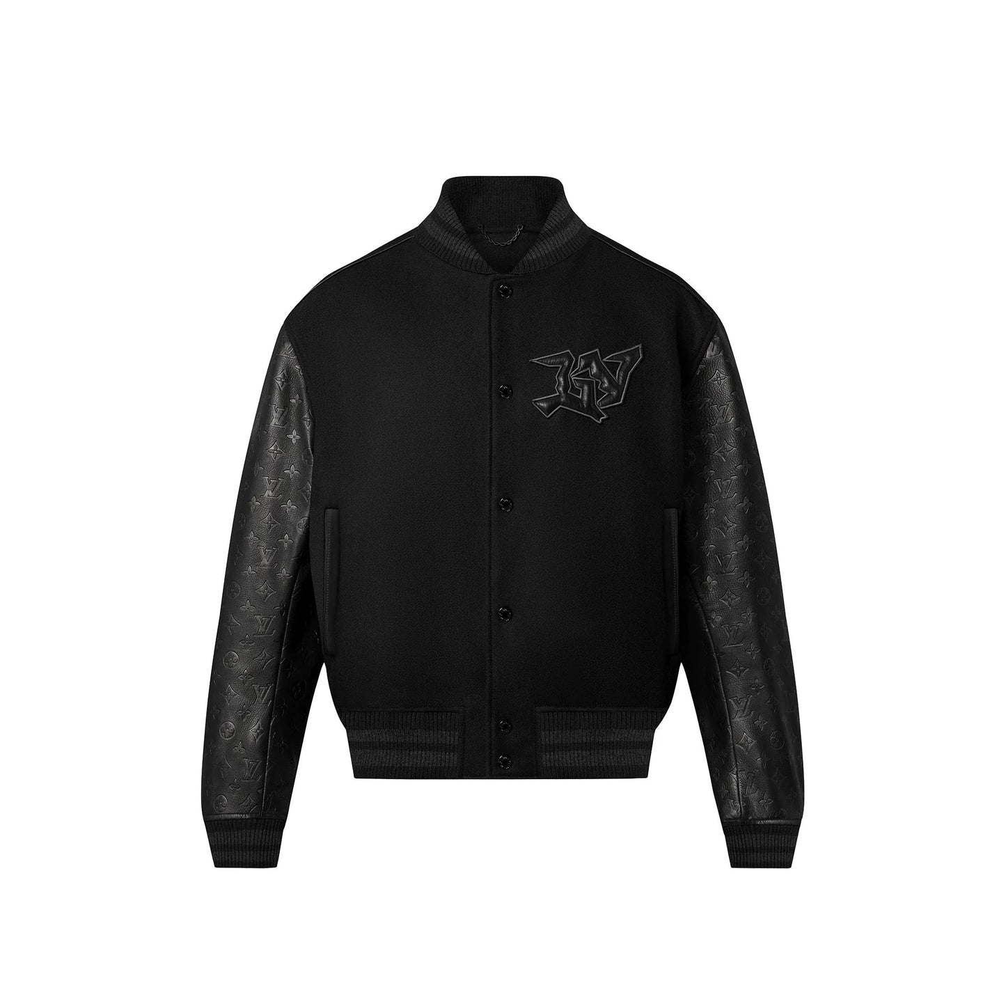 MONOGRAM EMBOSSED BLACK LEATHER AND WOOL BLOUSON | LOUIS VUITTON