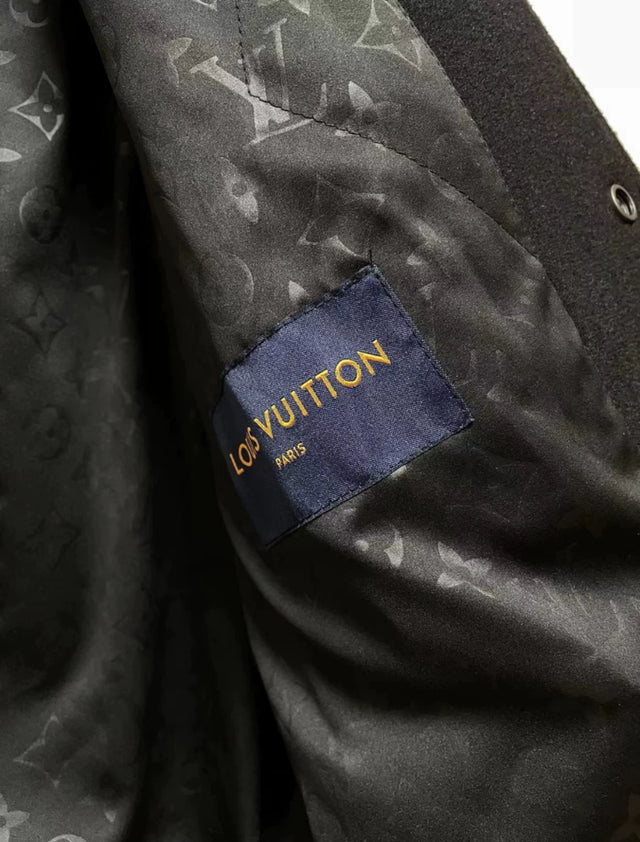 MONOGRAM EMBOSSED BLACK LEATHER AND WOOL BLOUSON | LOUIS VUITTON