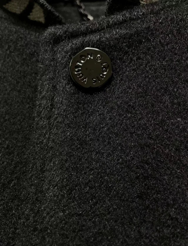 MONOGRAM EMBOSSED BLACK LEATHER AND WOOL BLOUSON | LOUIS VUITTON