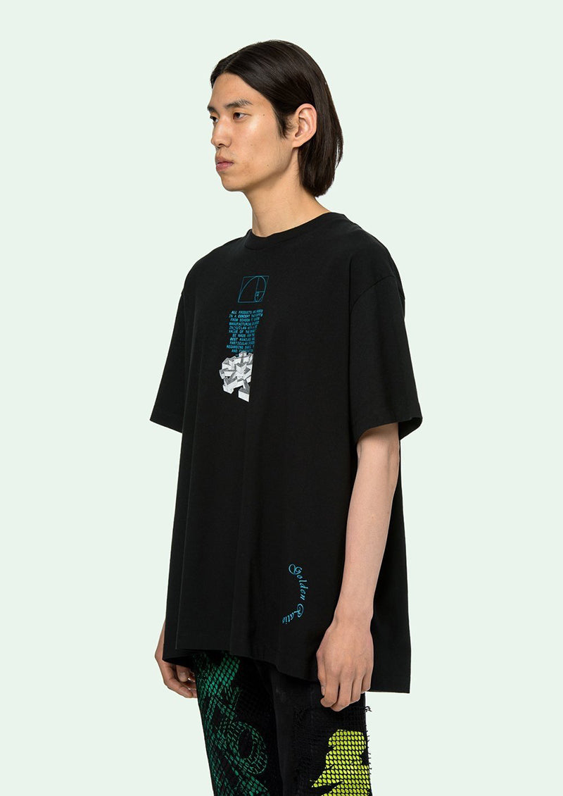 OFF WHITE 20SS Golden Ratio Arrow Graffiti T shirt Black