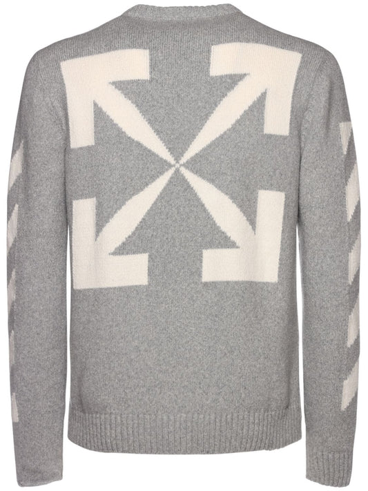 Off-White Diag Arrows Knit Sweater Black Light Grey / White