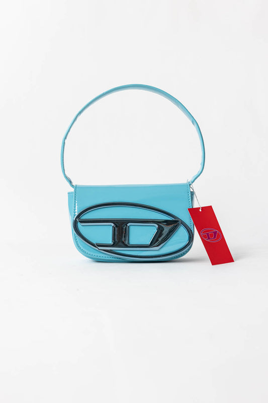 Diesel 1DR-Iconic shoulder bag in mirrored leather Blue