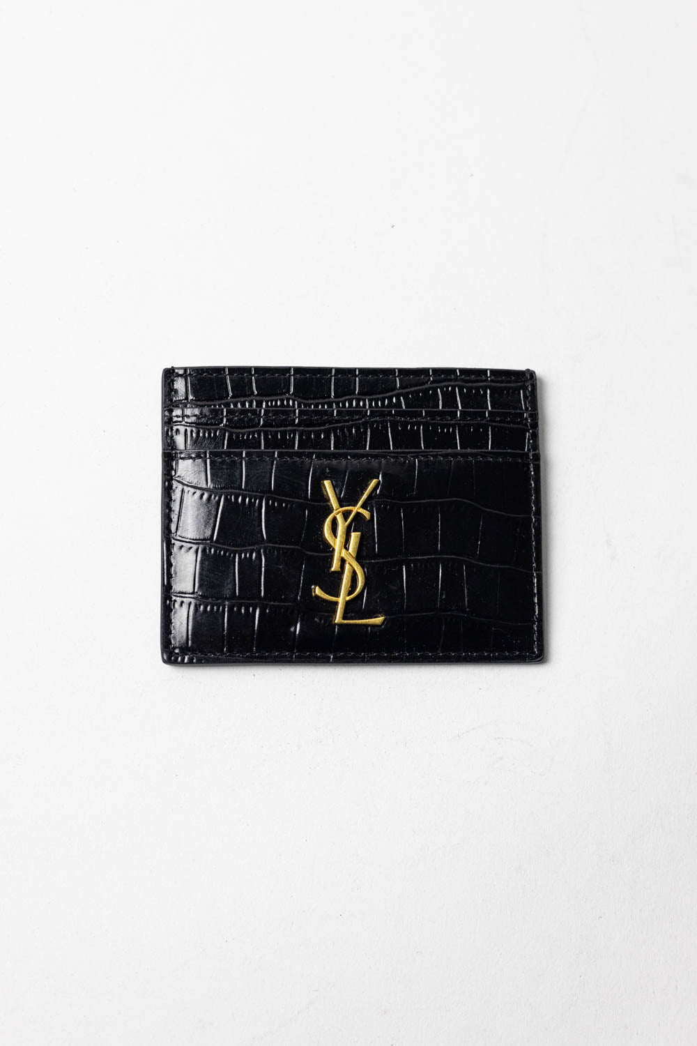Saint Laurent - Cardholder Black/Gold Croco