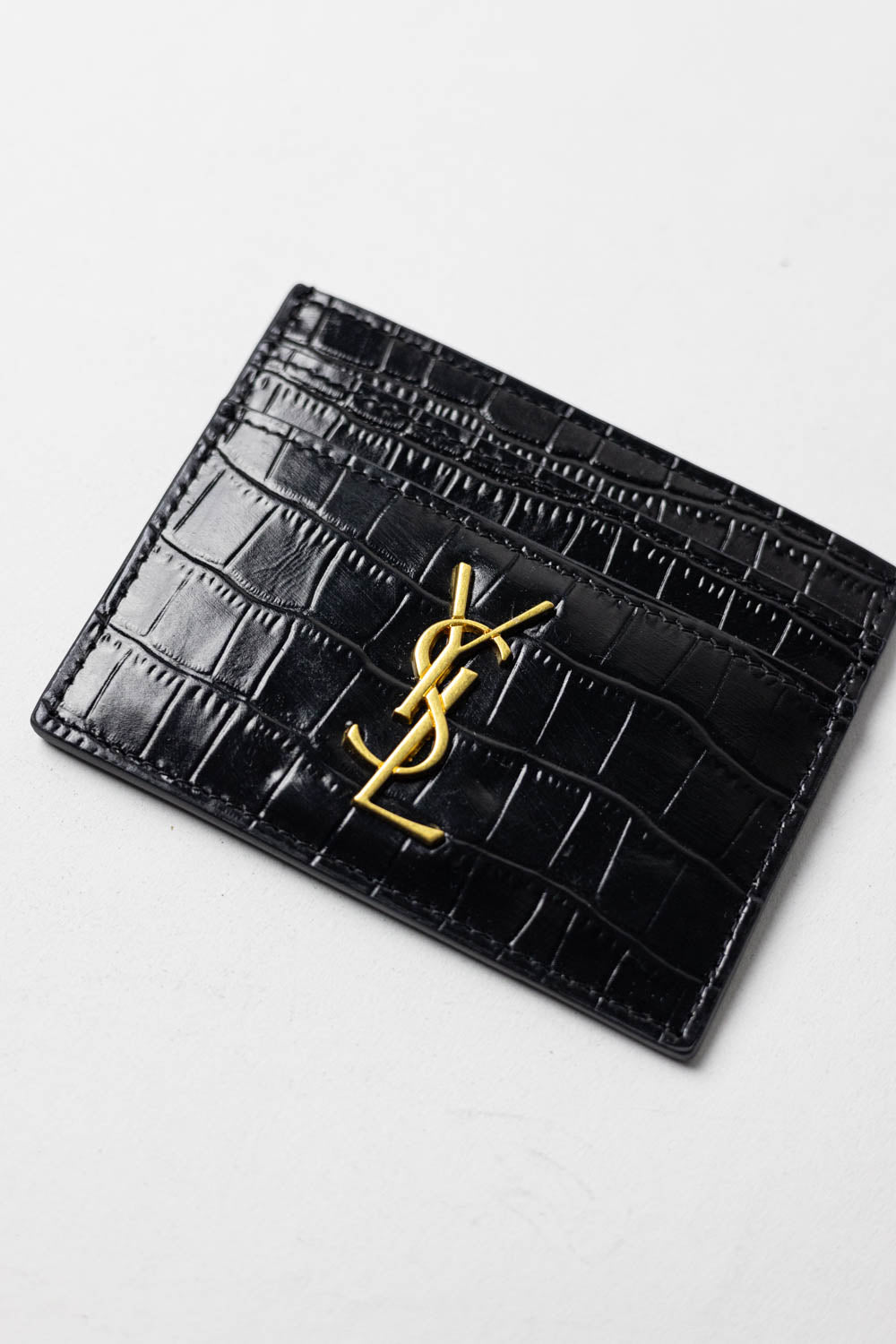 Saint Laurent - Cardholder Black/Gold Croco